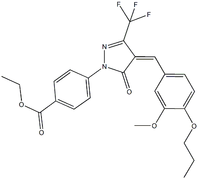 ethyl 4-[4-(3-methoxy-4-propoxybenzylidene)-5-oxo-3-(trifluoromethyl)-4,5-dihydro-1H-pyrazol-1-yl]benzoate,497836-33-6,结构式