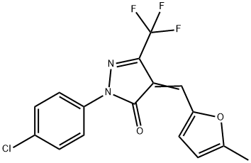 2-(4-chlorophenyl)-4-[(5-methyl-2-furyl)methylene]-5-(trifluoromethyl)-2,4-dihydro-3H-pyrazol-3-one 化学構造式