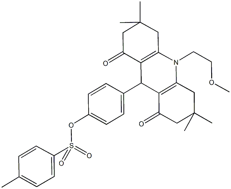 4-[10-(2-methoxyethyl)-3,3,6,6-tetramethyl-1,8-dioxo-1,2,3,4,5,6,7,8,9,10-decahydro-9-acridinyl]phenyl 4-methylbenzenesulfonate,497836-59-6,结构式