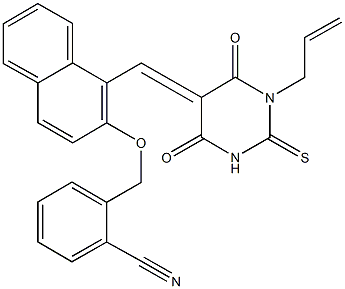 2-[({1-[(1-allyl-4,6-dioxo-2-thioxotetrahydropyrimidin-5(2H)-ylidene)methyl]-2-naphthyl}oxy)methyl]benzonitrile,497836-61-0,结构式