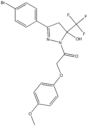 3-(4-bromophenyl)-1-[(4-methoxyphenoxy)acetyl]-5-(trifluoromethyl)-4,5-dihydro-1H-pyrazol-5-ol Structure