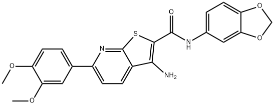 3-amino-N-(1,3-benzodioxol-5-yl)-6-(3,4-dimethoxyphenyl)thieno[2,3-b]pyridine-2-carboxamide Struktur