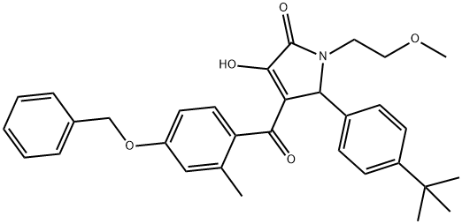 4-[4-(benzyloxy)-2-methylbenzoyl]-5-(4-tert-butylphenyl)-3-hydroxy-1-(2-methoxyethyl)-1,5-dihydro-2H-pyrrol-2-one 结构式