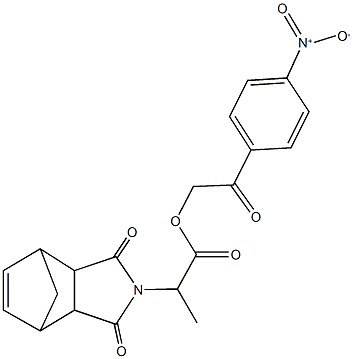 2-{4-nitrophenyl}-2-oxoethyl 2-(3,5-dioxo-4-azatricyclo[5.2.1.0~2,6~]dec-8-en-4-yl)propanoate Structure