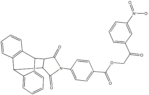 2-{3-nitrophenyl}-2-oxoethyl 4-(16,18-dioxo-17-azapentacyclo[6.6.5.0~2,7~.0~9,14~.0~15,19~]nonadeca-2,4,6,9,11,13-hexaen-17-yl)benzoate Structure