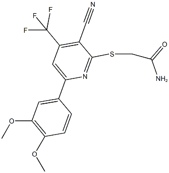 2-{[3-cyano-6-(3,4-dimethoxyphenyl)-4-(trifluoromethyl)-2-pyridinyl]sulfanyl}acetamide 化学構造式