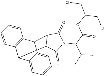 2-chloro-1-(chloromethyl)ethyl 2-(16,18-dioxo-17-azapentacyclo[6.6.5.0~2,7~.0~9,14~.0~15,19~]nonadeca-2,4,6,9,11,13-hexaen-17-yl)-3-methylbutanoate,497945-55-8,结构式