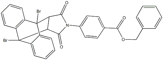 benzyl 4-(1,8-dibromo-16,18-dioxo-17-azapentacyclo[6.6.5.0~2,7~.0~9,14~.0~15,19~]nonadeca-2,4,6,9,11,13-hexaen-17-yl)benzoate Struktur