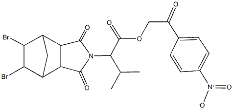 2-{4-nitrophenyl}-2-oxoethyl 2-(8,9-dibromo-3,5-dioxo-4-azatricyclo[5.2.1.0~2,6~]dec-4-yl)-3-methylbutanoate Structure