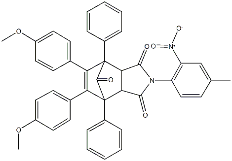 4-{2-nitro-4-methylphenyl}-8,9-bis(4-methoxyphenyl)-1,7-diphenyl-4-azatricyclo[5.2.1.0~2,6~]dec-8-ene-3,5,10-trione,498531-53-6,结构式