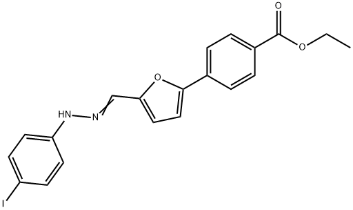 ethyl 4-{5-[2-(4-iodophenyl)carbohydrazonoyl]-2-furyl}benzoate 化学構造式