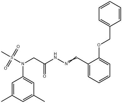 N-(2-{2-[2-(benzyloxy)benzylidene]hydrazino}-2-oxoethyl)-N-(3,5-dimethylphenyl)methanesulfonamide 化学構造式