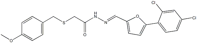N'-{[5-(2,4-dichlorophenyl)-2-furyl]methylene}-2-[(4-methoxybenzyl)sulfanyl]acetohydrazide Struktur
