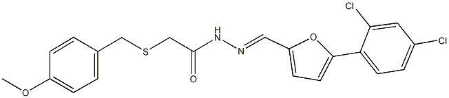 N'-{[5-(2,4-dichlorophenyl)-2-furyl]methylene}-2-[(4-methoxybenzyl)sulfanyl]acetohydrazide 化学構造式