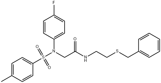 N-[2-(benzylsulfanyl)ethyl]-2-{4-fluoro[(4-methylphenyl)sulfonyl]anilino}acetamide 化学構造式