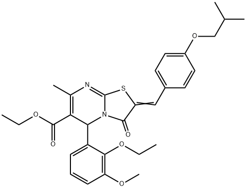 ethyl 5-(2-ethoxy-3-methoxyphenyl)-2-(4-isobutoxybenzylidene)-7-methyl-3-oxo-2,3-dihydro-5H-[1,3]thiazolo[3,2-a]pyrimidine-6-carboxylate Structure