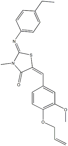 5-[4-(allyloxy)-3-methoxybenzylidene]-2-[(4-ethylphenyl)imino]-3-methyl-1,3-thiazolidin-4-one Struktur