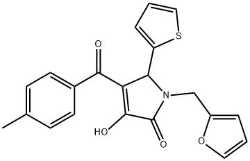 1-(2-furylmethyl)-3-hydroxy-4-(4-methylbenzoyl)-5-(2-thienyl)-1,5-dihydro-2H-pyrrol-2-one 化学構造式