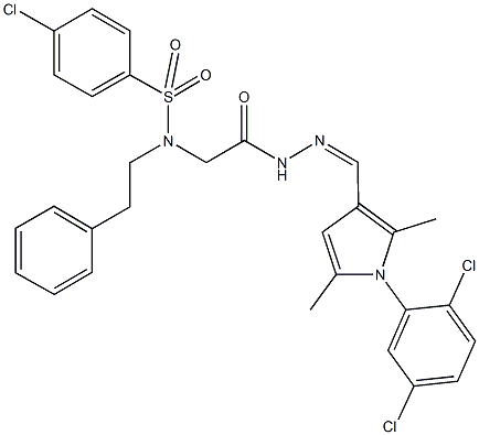 4-chloro-N-[2-(2-{[1-(2,5-dichlorophenyl)-2,5-dimethyl-1H-pyrrol-3-yl]methylene}hydrazino)-2-oxoethyl]-N-(2-phenylethyl)benzenesulfonamide Structure