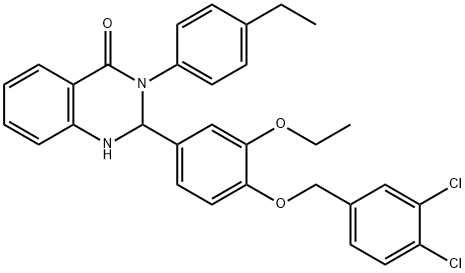 2-{4-[(3,4-dichlorobenzyl)oxy]-3-ethoxyphenyl}-3-(4-ethylphenyl)-2,3-dihydro-4(1H)-quinazolinone Structure