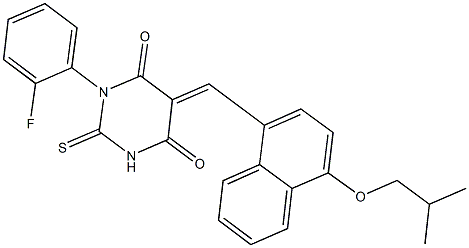 1-(2-fluorophenyl)-5-[(4-isobutoxy-1-naphthyl)methylene]-2-thioxodihydro-4,6(1H,5H)-pyrimidinedione Structure