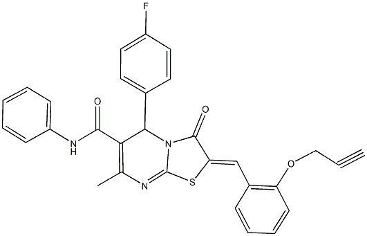 5-(4-fluorophenyl)-7-methyl-3-oxo-N-phenyl-2-[2-(2-propynyloxy)benzylidene]-2,3-dihydro-5H-[1,3]thiazolo[3,2-a]pyrimidine-6-carboxamide Struktur