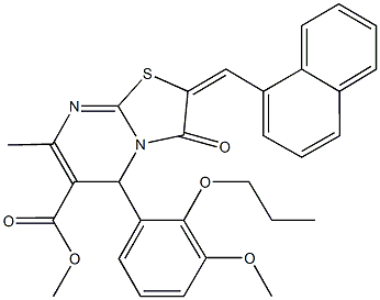 methyl 5-(3-methoxy-2-propoxyphenyl)-7-methyl-2-(1-naphthylmethylene)-3-oxo-2,3-dihydro-5H-[1,3]thiazolo[3,2-a]pyrimidine-6-carboxylate 结构式