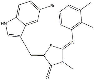 5-[(5-bromo-1H-indol-3-yl)methylene]-2-[(2,3-dimethylphenyl)imino]-3-methyl-1,3-thiazolidin-4-one 化学構造式