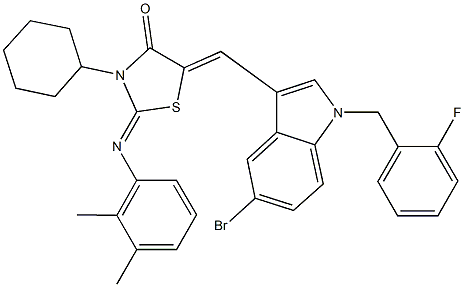 5-{[5-bromo-1-(2-fluorobenzyl)-1H-indol-3-yl]methylene}-3-cyclohexyl-2-[(2,3-dimethylphenyl)imino]-1,3-thiazolidin-4-one|