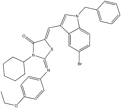 5-[(1-benzyl-5-bromo-1H-indol-3-yl)methylene]-3-cyclohexyl-2-[(4-ethoxyphenyl)imino]-1,3-thiazolidin-4-one Structure
