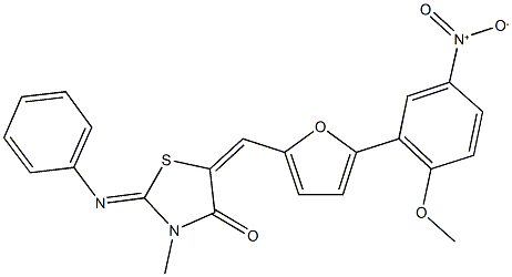 5-[(5-{5-nitro-2-methoxyphenyl}-2-furyl)methylene]-3-methyl-2-(phenylimino)-1,3-thiazolidin-4-one|