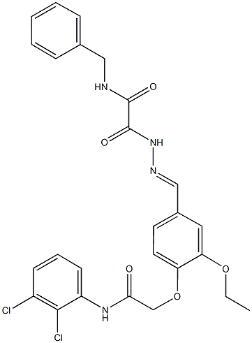 N-benzyl-2-(2-{4-[2-(2,3-dichloroanilino)-2-oxoethoxy]-3-ethoxybenzylidene}hydrazino)-2-oxoacetamide Structure