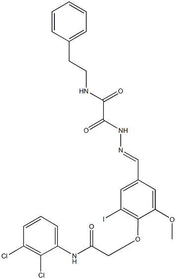 2-(2-{4-[2-(2,3-dichloroanilino)-2-oxoethoxy]-3-iodo-5-methoxybenzylidene}hydrazino)-2-oxo-N-(2-phenylethyl)acetamide Structure