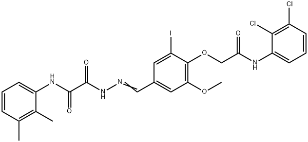 2-(2-{4-[2-(2,3-dichloroanilino)-2-oxoethoxy]-3-iodo-5-methoxybenzylidene}hydrazino)-N-(2,3-dimethylphenyl)-2-oxoacetamide Struktur
