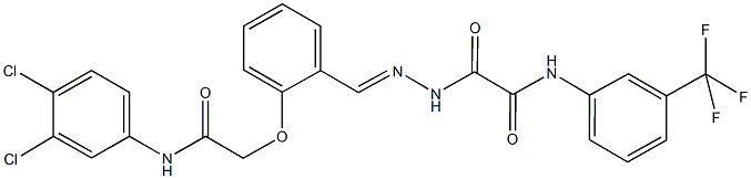 2-(2-{2-[2-(3,4-dichloroanilino)-2-oxoethoxy]benzylidene}hydrazino)-2-oxo-N-[3-(trifluoromethyl)phenyl]acetamide 化学構造式