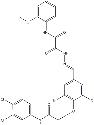2-(2-{3-bromo-4-[2-(3,4-dichloroanilino)-2-oxoethoxy]-5-methoxybenzylidene}hydrazino)-N-(2-methoxyphenyl)-2-oxoacetamide Struktur