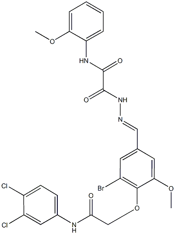 2-(2-{3-bromo-4-[2-(3,4-dichloroanilino)-2-oxoethoxy]-5-methoxybenzylidene}hydrazino)-N-(2-methoxyphenyl)-2-oxoacetamide Structure