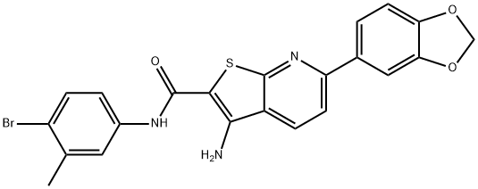 3-amino-6-(1,3-benzodioxol-5-yl)-N-(4-bromo-3-methylphenyl)thieno[2,3-b]pyridine-2-carboxamide Structure