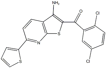 (3-amino-6-thien-2-ylthieno[2,3-b]pyridin-2-yl)(2,5-dichlorophenyl)methanone 化学構造式