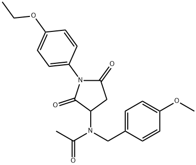 N-[1-(4-ethoxyphenyl)-2,5-dioxopyrrolidin-3-yl]-N-(4-methoxybenzyl)acetamide Struktur