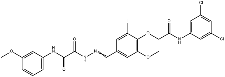 2-(2-{4-[2-(3,5-dichloroanilino)-2-oxoethoxy]-3-iodo-5-methoxybenzylidene}hydrazino)-N-(3-methoxyphenyl)-2-oxoacetamide,499110-41-7,结构式