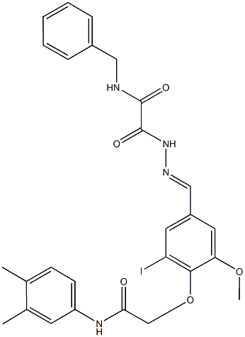 N-benzyl-2-(2-{4-[2-(3,4-dimethylanilino)-2-oxoethoxy]-3-iodo-5-methoxybenzylidene}hydrazino)-2-oxoacetamide Structure