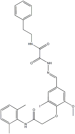 2-(2-{4-[2-(2,6-dimethylanilino)-2-oxoethoxy]-3-iodo-5-methoxybenzylidene}hydrazino)-2-oxo-N-(2-phenylethyl)acetamide 结构式