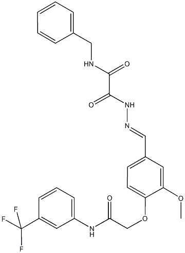 N-benzyl-2-[2-(3-methoxy-4-{2-oxo-2-[3-(trifluoromethyl)anilino]ethoxy}benzylidene)hydrazino]-2-oxoacetamide,499110-60-0,结构式