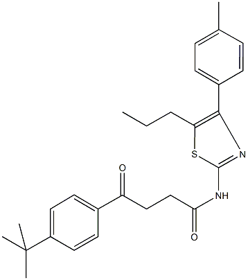 4-(4-tert-butylphenyl)-N-[4-(4-methylphenyl)-5-propyl-1,3-thiazol-2-yl]-4-oxobutanamide 结构式