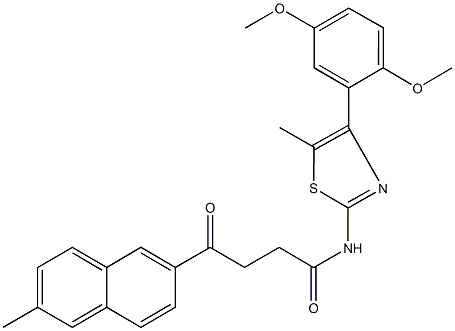 N-[4-(2,5-dimethoxyphenyl)-5-methyl-1,3-thiazol-2-yl]-4-(6-methyl-2-naphthyl)-4-oxobutanamide,499111-21-6,结构式