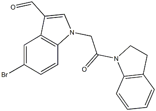 5-bromo-1-[2-(2,3-dihydro-1H-indol-1-yl)-2-oxoethyl]-1H-indole-3-carbaldehyde Struktur