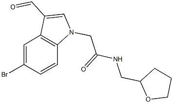2-(5-bromo-3-formyl-1H-indol-1-yl)-N-(tetrahydro-2-furanylmethyl)acetamide 结构式