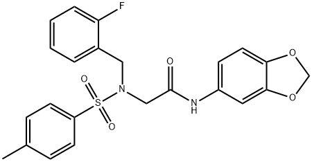 N-(1,3-benzodioxol-5-yl)-2-{(2-fluorobenzyl)[(4-methylphenyl)sulfonyl]amino}acetamide Struktur