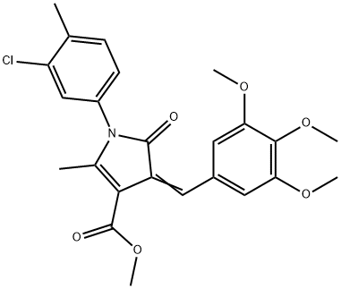 methyl 1-(3-chloro-4-methylphenyl)-2-methyl-5-oxo-4-(3,4,5-trimethoxybenzylidene)-4,5-dihydro-1H-pyrrole-3-carboxylate,499112-10-6,结构式